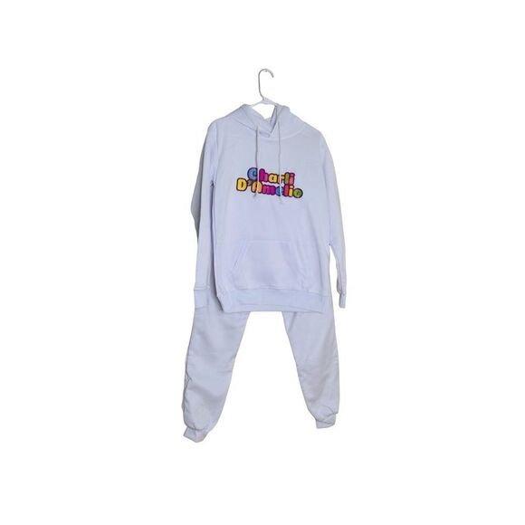 NWT Charli Damelio Hoodie Sweatshirt Sweatpants White Suit Size Medium - Picture 1 of 5